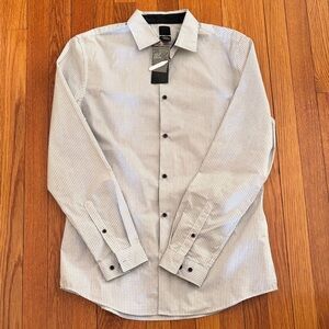 H&M Men's Black and White Patterned Dress Shirt